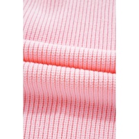 Pink Ribbed Knit Scalloped Edge Side Pockets Buttoned Cardigan - L thumbnail