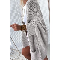 Gray Oversized Fold Over Sleeve Sweater Cardigan - M thumbnail