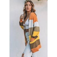 Open Front Pocketed Colorblock Cardigan - M thumbnail