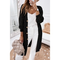 Azura Exchange Black Hollow-out Openwork Knit Cardigan - 2XL thumbnail