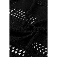 Black Casual Hollowed Knit Dolman Sleeve Cardigan - M thumbnail
