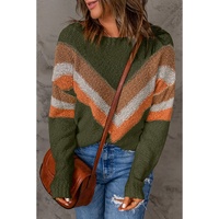 Multicolor Chevron Striped Drop Shoulder Sweater - M thumbnail