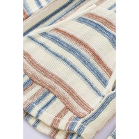 Multicolor Striped Knit Kangaroo Pocket Hooded Sweater - L thumbnail