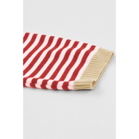 Fiery Red Contrast Trimmed Striped Drop Shoulder Sweater - 2XL thumbnail