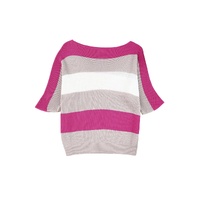 Azura Exchange Half Sleeve Contrast Stripe Knit Sweater - L thumbnail