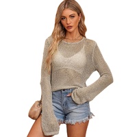 Azura Exchange Hollow-out Knit Long Sleeve Top - XL thumbnail