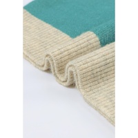 Multicolor Colorblock Ribbed Trim Round Neck Sweater - M thumbnail