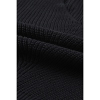 Black Ribbed Knit V Neck Sweater - L thumbnail