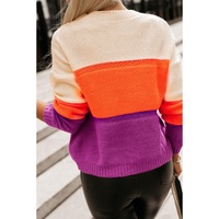 Azura Exchange Multicolor Color Block Drop Shoulder Round Neck Knit Sweater - S thumbnail