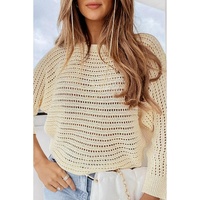 Apricot Open Knit Bracelet Sleeve Sweater - S thumbnail