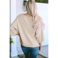 Apricot Exposed Seam Ribbed Knit Dolman Sweater - M thumbnail