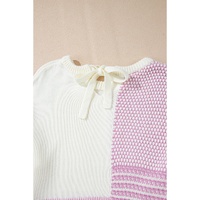 Bonbon Neutral Colorblock Tie Back Sweater - L thumbnail