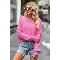 Ribbed Trim Drop Shoulder Baggy Sweater - XL thumbnail