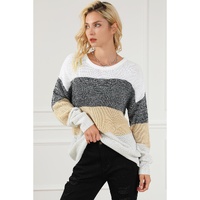 Multicolour Color Block Drop Shoulder Knit Sweater - XL thumbnail
