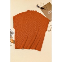 Gold Flame Patch Pocket Ribbed Knit Short Sleeve Sweater - L thumbnail