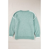 Moonlight Jade Colorblock Contrasting Edge Crewneck Sweater - L thumbnail
