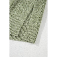 Jungle Green Loose Eyelet V Neck Drop Shoulder Sweater - XL thumbnail