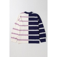 Blue Stripe Colorblock Oversized Sweater - M thumbnail