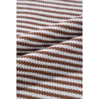 Brown Stripe Geometric Textured Drop Shoulder Sweater - 2XL thumbnail