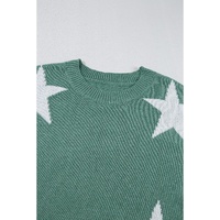 Green Star Pattern Drop Shoulder Sweater - XL thumbnail