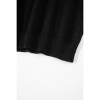 Black Pearled Drop Shoulder Round Neck Sweater - M thumbnail