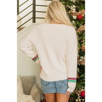 Beige Tinsel Holly Jolly Graphic Classic Sweater - L thumbnail