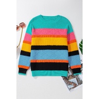 Yellow Colorblock Mixed Textured Drop Shoulder Sweater - S thumbnail