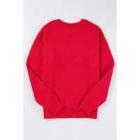 Fiery Red Tinsel Merry Letter Drop Shoulder Baggy Sweater - XL thumbnail