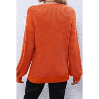 Gold Flame Thanks Giving Letter Graphic Crew Neck Sweater - L thumbnail