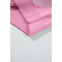 Pink Pearled Heart Print Valentines Crew Neck Sweater - S thumbnail