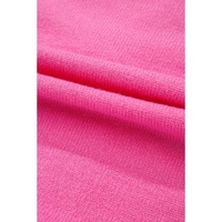 Bright Pink Corded Flower Bow Ribbed Trim Casual Sweater - M thumbnail