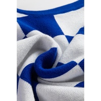 Dark Blue Cherckerboard Round Neck Sweater Vest - S thumbnail