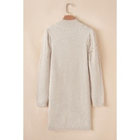 Parchment Pearl Beaded High Neck Bodycon Sweater Dress - XL thumbnail