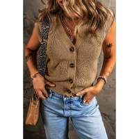 Parchment V Neck Buttoned Front Sweater Vest - S thumbnail