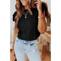 Azura Exchange Cable Knit Ruffle Sleeve Top - L thumbnail