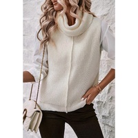 White Central Seam Cowl Neck Sweater Vest - L thumbnail