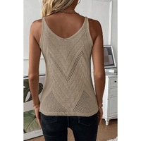Parchment Chevron Pointelle Knit Spaghetti Straps Sweater Vest - L thumbnail