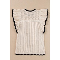 Apricot Crochet Eyelet Flounce Tank Top - L thumbnail