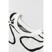 White Button Sides Sleeveless Floral Knitted Top - M thumbnail