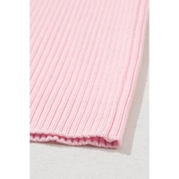 Pink Colorblock Edge Ribbed Knit U Neck Tank Top - XL thumbnail