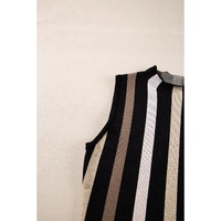 Black Stripe Slim Fit O Neck Sweater Vest - L thumbnail