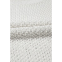 White Solid Color Eyelet Knit Crew Neck Sweater Vest - L thumbnail