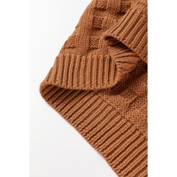 Camel Round Neck Textured Knit Sweater Vest - S thumbnail