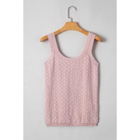 Light Pink Solid Textured Checkered U Neck Sweater Vest - XL thumbnail