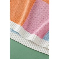 Grapefruit Orange Color Block Cap Sleeve Sweater - S thumbnail