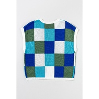 Dark Blue Color Block Cap Sleeve Sweater - XL thumbnail