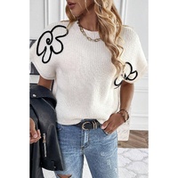 White Flower Embroidery Sweater Tee - XL thumbnail