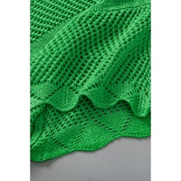 Green Pointelle Knit Scallop Edge Short Sleeve Top - XL thumbnail