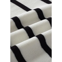 White Stripe Striped Half Sleeve Knitted Tee - L thumbnail