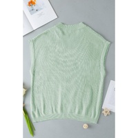 Moonlight Jade Multi Crochet Flower Knit Short Sleeve Sweater Top - XL thumbnail